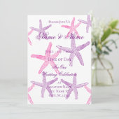 Roze Paarse Zeester Thunder_Cove Uitnodiging (Staand voorkant)