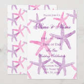 Roze Paarse Zeester Thunder_Cove Uitnodiging (Voorkant / Achterkant)