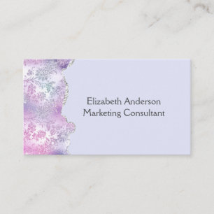 Roze Paarse zilver Floral Glitter Trendy Feminine Visitekaartje