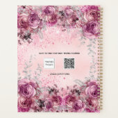 Roze paarse zilverflorals naamscript 2023 planner (Achterkant)