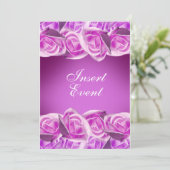 Roze paarse "zoete zestien" bruiloft roos kaart (Staand voorkant)