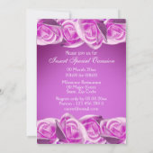 Roze paarse "zoete zestien" bruiloft roos kaart (Achterkant)