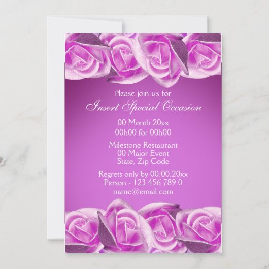 Roze paarse "zoete zestien" bruiloft roos kaart (Achterkant)