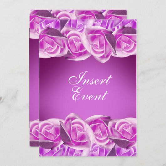 Roze paarse "zoete zestien" bruiloft roos kaart (Voorkant / Achterkant)