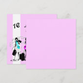 Roze paarse zoete zestien elegant kaart (Voorkant / Achterkant)