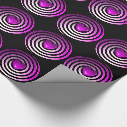 Roze, Paarse & Zwarte Draaier Hart Cadeauverpakkin Cadeaupapier (Hoek)