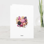 Roze, Paarse, zwarte en gouden bloemenbruiloft Bedankkaart (Achterkant)