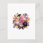 Roze, Paarse, zwarte en gouden bloemige gastendeta Informatiekaartje (Achterkant)