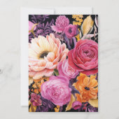 Roze, Paarse, zwarte en gouden bloemige Vrijgezell Kaart (Achterkant)