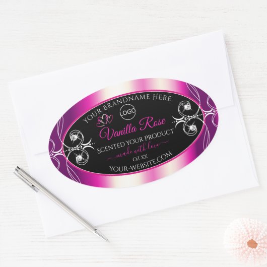Roze Paarse zwarte etiketten met diamanten en Logo (Envelop)