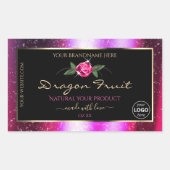 Roze Paarse zwarte Glitter-productetiketten met Lo Rechthoekige Sticker (Voorkant)
