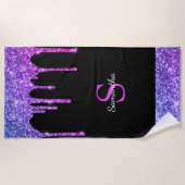 Roze Paarse zwarte witte drift zwart monogram Strandlaken (Voorkant)