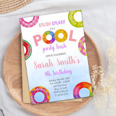 Roze & Paarse Zwembad Verjaardagsuitnodiging Kaart