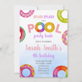 Roze & Paarse Zwembad Verjaardagsuitnodiging Kaart (Voorkant)