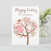 Roze paasboom | Happy Paast Flat Kaart (Staand voorkant)