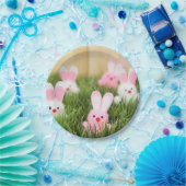 Roze paasBunnies in gras Papieren Bordje (Feest)