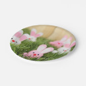 Roze paasBunnies in gras Papieren Bordje (Gekanteld)