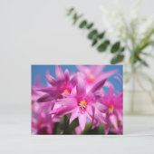 Roze Paascactus Flowers Feestdagenkaart (Staand voorkant)