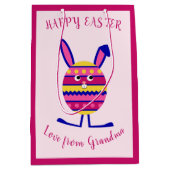 Roze paasei konijntje aangepaste tekst medium cadeauzakje (Voorkant)
