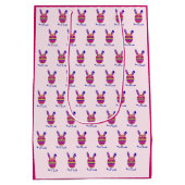 Roze paasei konijntje aangepaste tekst medium cadeauzakje (Achterkant)