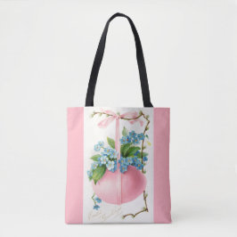 Roze paaseieren en bloemen tote bag