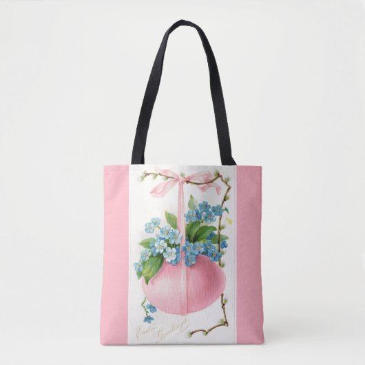 Roze paaseieren en bloemen tote bag (Voorkant)