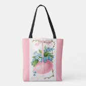 Roze paaseieren en bloemen tote bag (Achterkant)