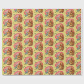 Roze paaseieren en bundels op geel omlooppapier cadeaupapier (Vlak)