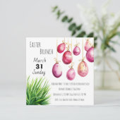 Roze paaseieren en een plukje groen gras kaart (Staand voorkant)