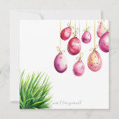 Roze paaseieren en een plukje groen gras kaart (Achterkant)