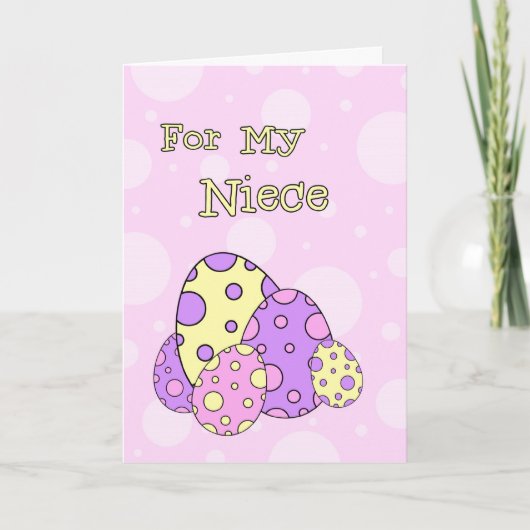 Roze Paaseieren Happy Easter Niece Kaart (Voorkant)