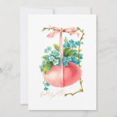 -roze paaseieren, lint en vergeet-me-nots feestdagenkaart (Voorkant)