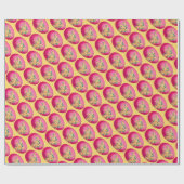 Roze paaseieren op geel omlooppapier cadeaupapier (Vlak)