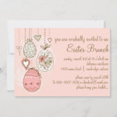 Roze  paaseieren Pasen Uitnodiging tot bootbreuk (Voorkant)