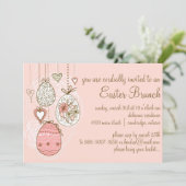 Roze  paaseieren Pasen Uitnodiging tot bootbreuk (Staand voorkant)