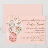 Roze  paaseieren Pasen Uitnodiging tot bootbreuk (Voorkant / Achterkant)