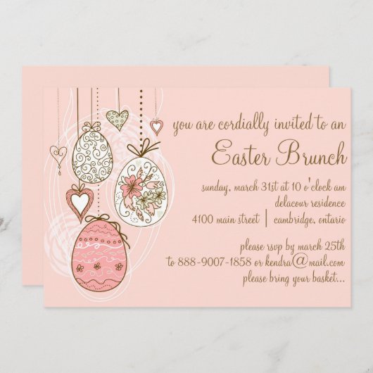 Roze  paaseieren Pasen Uitnodiging tot bootbreuk (Voorkant / Achterkant)
