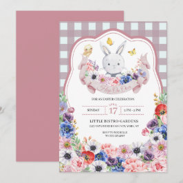 Roze Paaseierenjacht Konijn Lente Bloemen Kaart