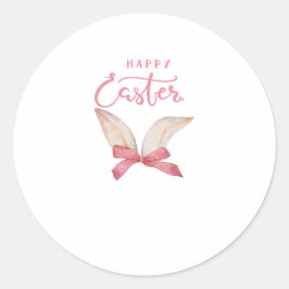 Roze Paashaar Oortjes Ronde Sticker