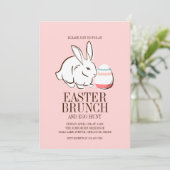 Roze Paashaas en Egg Brunch & Egg Hunt Uitnodigen Kaart (Staand voorkant)