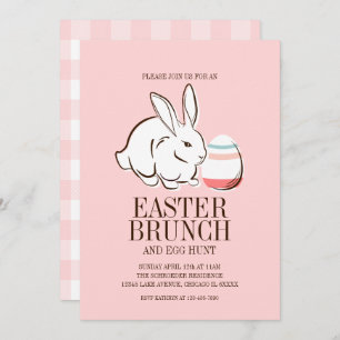 Roze Paashaas en Egg Brunch & Egg Hunt Uitnodigen Kaart