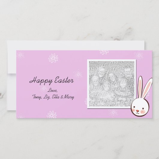 Roze Paashaas Foto Kaarten (Voorkant)