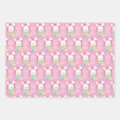 Roze Paashaas Gepersonaliseerde Kinderen Inpakpapier Vel (Voorkant)