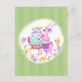 Roze Paashaas Konijn en Ei Briefkaart (Voorkant)