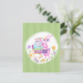 Roze Paashaas Konijn en Ei Briefkaart (Staand voorkant)