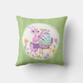 Roze Paashaas Konijn en Ei | Kussen (Achterkant)