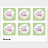 Roze Paashaas Konijn en Ei | Vierkante Sticker (Vel)