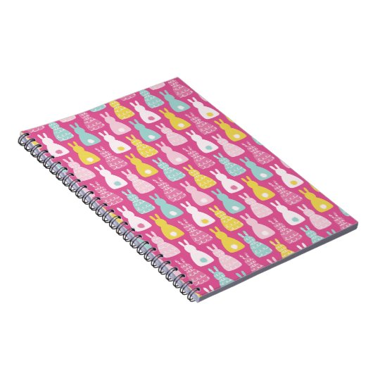 Roze Paashaas Konijn Patroon Notitieboek (Rechterzijde)