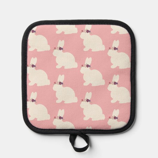 Roze paashaas over Apron Pannenlap (Voorkant)