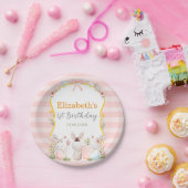 Roze Paashaas Verjaardag Papieren Bordje (Feest)